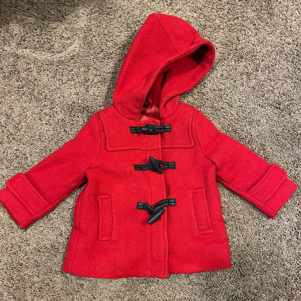 Baby Gap wool blend hooded coat, sz 12-18 months.